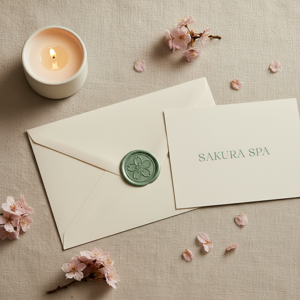 Sakura Spa logo on stationery