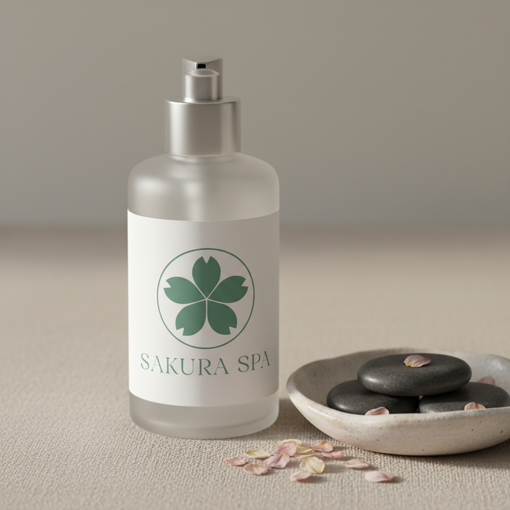 Sakura Spa logo on product bottle