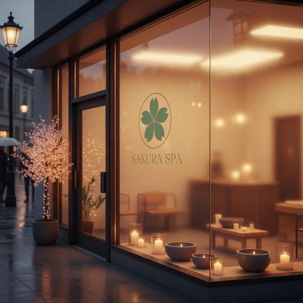 Sakura Spa logo on storefront