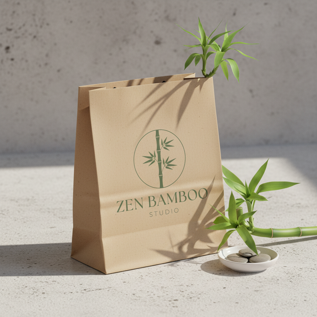 Zen Bamboo Studio logo on paper bag